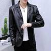 Men's Single Layer Suit Jacket PU Leather Suit Business Tops