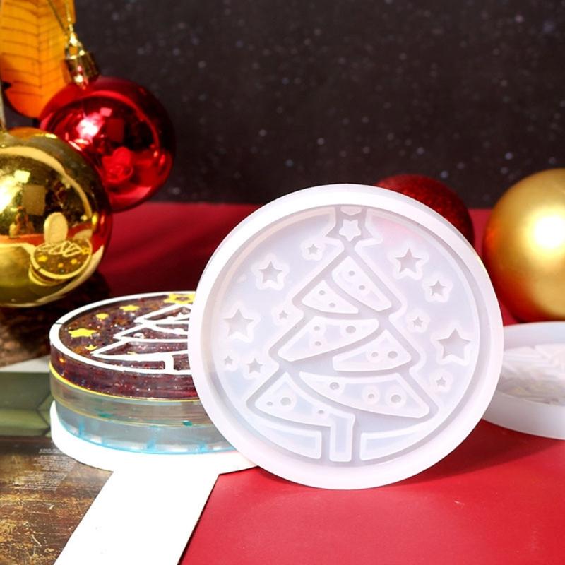 Multifunction Coaster Resin Mold Novelty-Snowflake Cup Mat Silicone Mold Xmas-Tree Coaster Epoxy Resin Mould Table-Decor