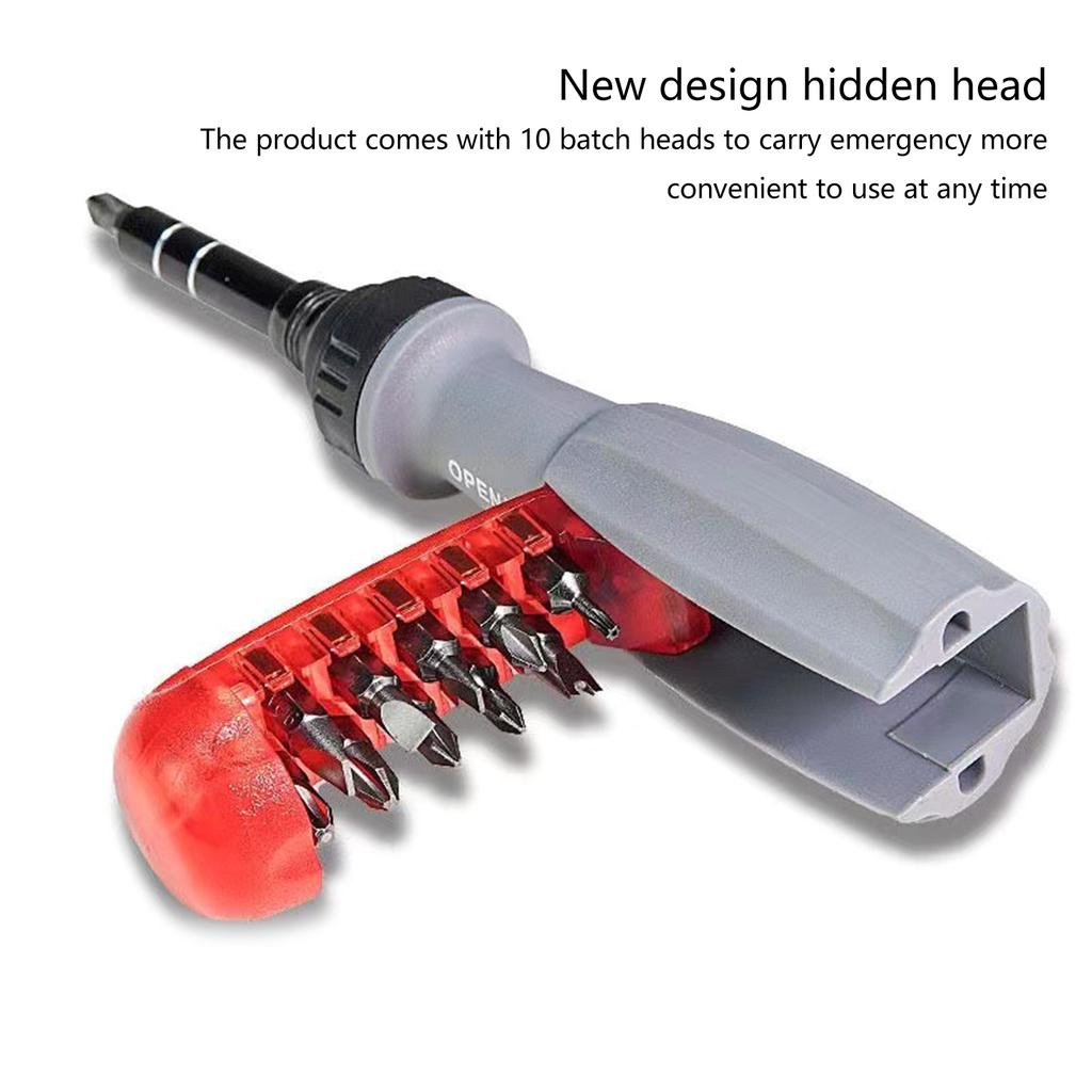 11 In 1 Ratchet Screwdriver Set Adjustment Forward And Reverse Multiple Bit Driver Telescopic Tool Rotating Screwdriver
