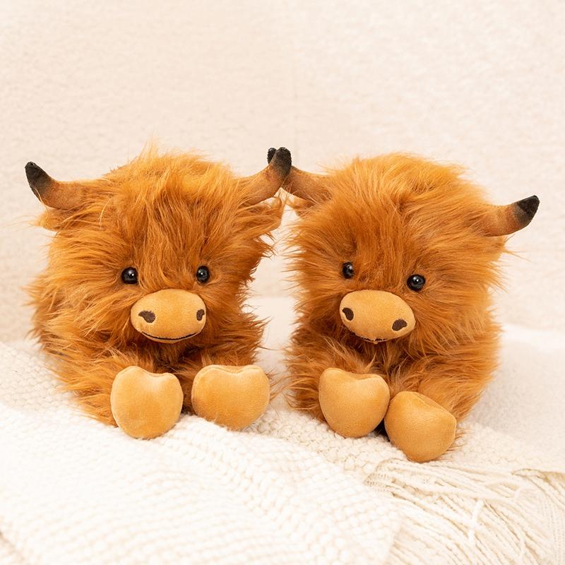 Highland Bull Plush Toy Soft Stuffed Animal Doll Gifts Prone Position Kawaii Cattle Hugging Pillow Sofa Cushion For Home Decors