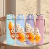 1PC Orange Tulip Flower Watercolor Print 750ml Color Plastic Sports Water Bottle Leakproof Flip Straw Lid Suitable for Sports Office Home Use
