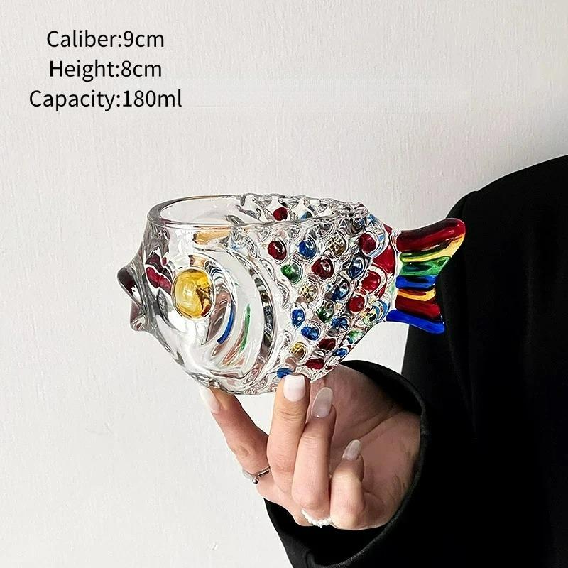 

Creative 3D Colorful Fish Shape,Bar Cocktail Glass Party Thick Heavy Lovely Smoothies Bowl Cup Cold Drink Tiki Glasses Mug 180ml