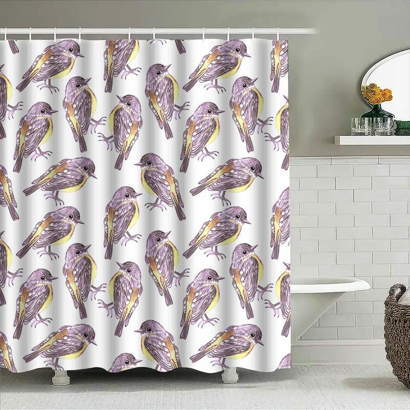 

Stylish Purple Bird Shower Curtain For Bathroom Decor Modern Design Waterproof Fabric Perfect Gift Idea W60H190(CM)-1 Pcs