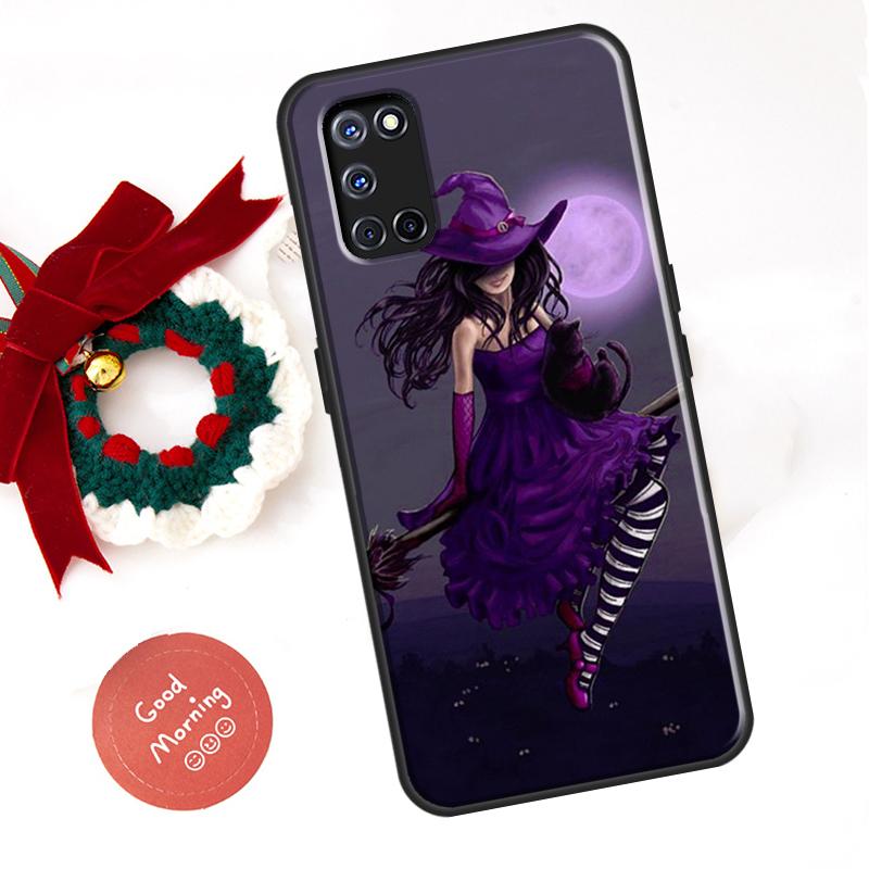 Halloween Moon Witch Horror Coque For OPPO A94 A74 A54 A5 A9 A31 A53 A53S A52 A72 A83 A91 A1K A15 A3S A5S Case Cover