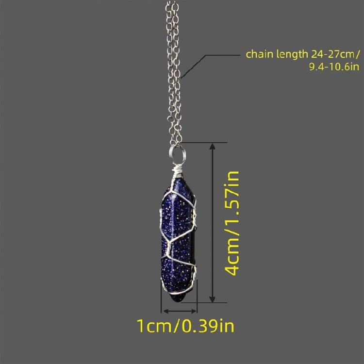 Winding Wire Stone Pendant Necklace Pointed Healing Crystals Necklace Jewelry