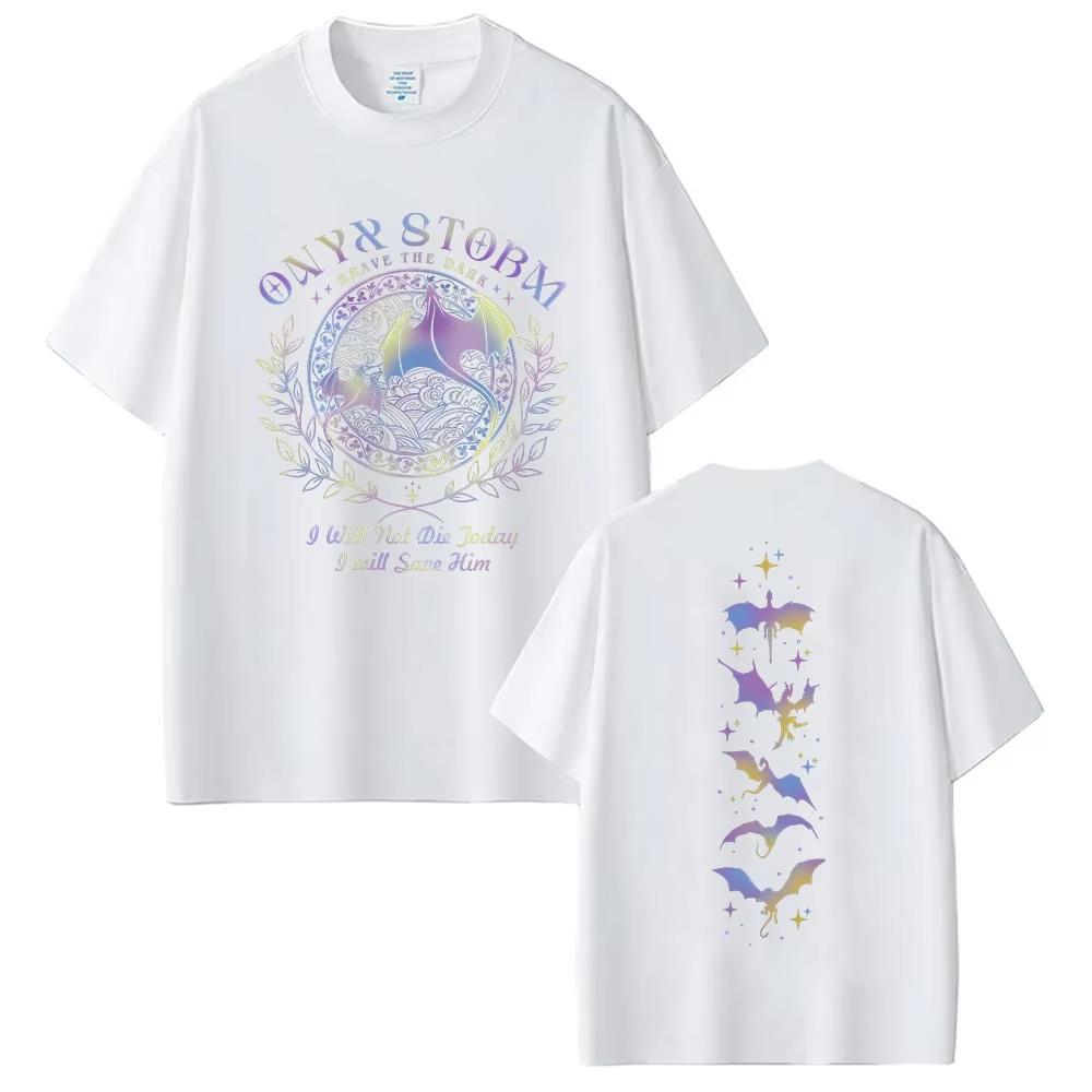 Onyx Strom Fourth Wing Aesthetic Print T Shirts Basgiath War College Dragon Rider Graphic Tshirts Mens Women pure Cotton