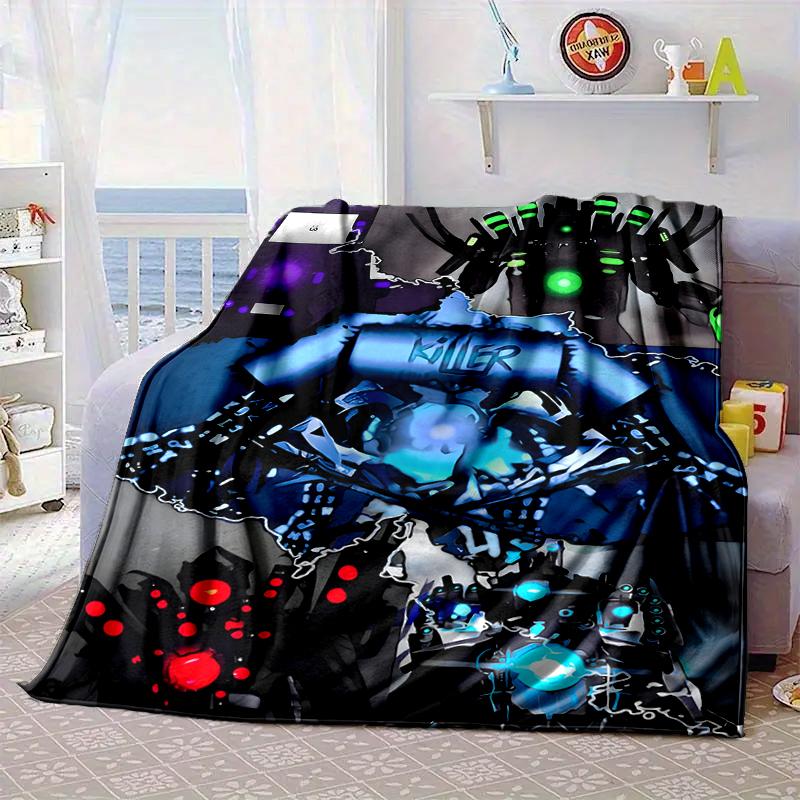 Robot Invasion Alert Blanket Flannel Blanket for Bed, Sofa, Camping, Hiking, Picnic Essentials, Gift for Family Fan Gifts