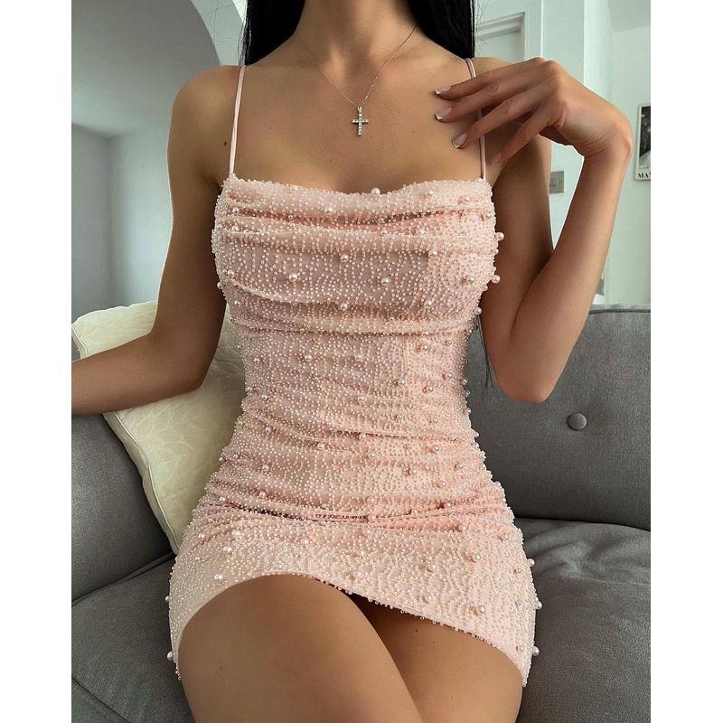 Sexy Party Dress European and American the Same Model as Online Celebrity Birthday Party Sexy Gorgeous Sling Short Dress