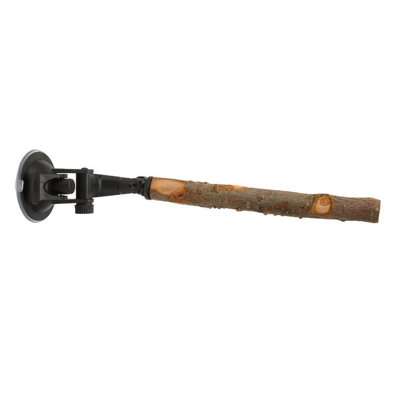 Bird Window Perch Non-Slip Bumpy Wood Parrot Perch Replaceable Suction Cups Easy Installation Adjustable Stand