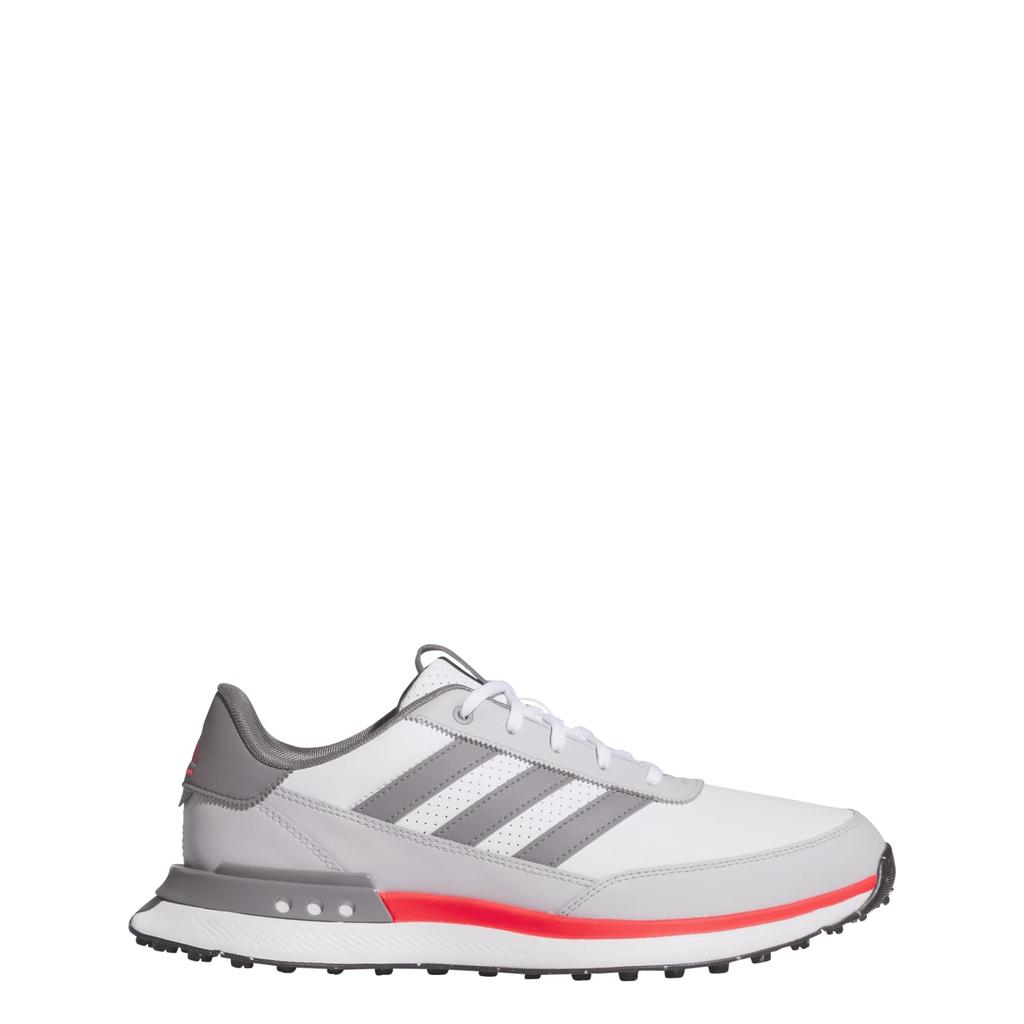 Adidas Golf S2G SL Leather Golf Shoes, Size 24, Men's, White/Grey Three/Lucid Red, Size 25.0 cm, 2E