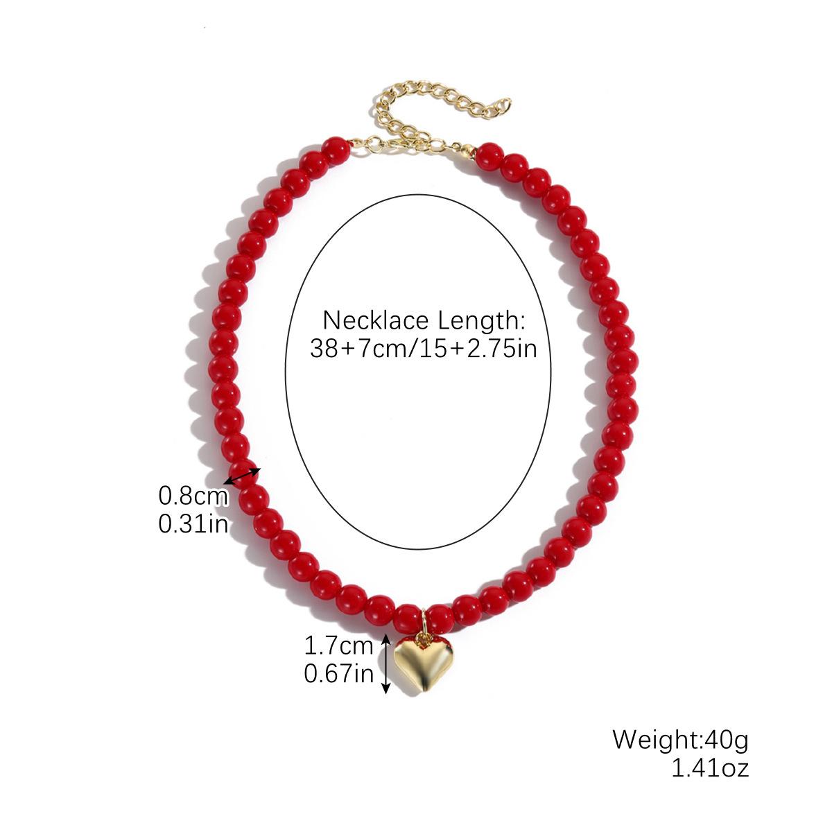 

Ожерелье для женщин в стиле инс, современное красное ожерелье с персиковым сердцем, легкое роскошное ретро ожерелье с сердцем, женское, сочетающееся с одеждой высокого класса, элегантное ожерелье