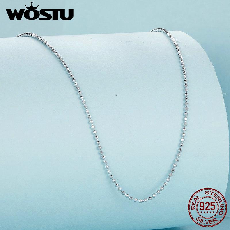 

WOSTU настоящее серебро 925 пробы, модная цепочка из бисера, базовое ожерелье, регулируемое ожерелье для женщин 925 silver