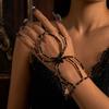 Creative Rice Beads Exaggerated Black Spider Rings Link Bracelets for Women Men Punk Hiphop Halloween Bracelets Jewelry Gift