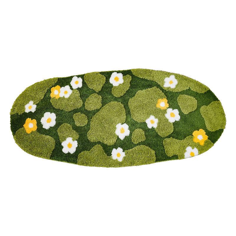 Garden Moss Hand Tufted Area Rug, Bedroom Bedside Rugs, Flocked Art Deco Carpet, Thickened Microfiber Floor Mat, Super Soft