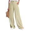 Women's Linen Pants Casual Loose Wide Leg Pants Women's Elastic Waist Wide Leg Pants With Pockets Trousers