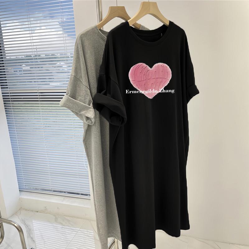 Summer Cartoon Pattern T Shirt Dress With Relaxed Fit For Casual Women