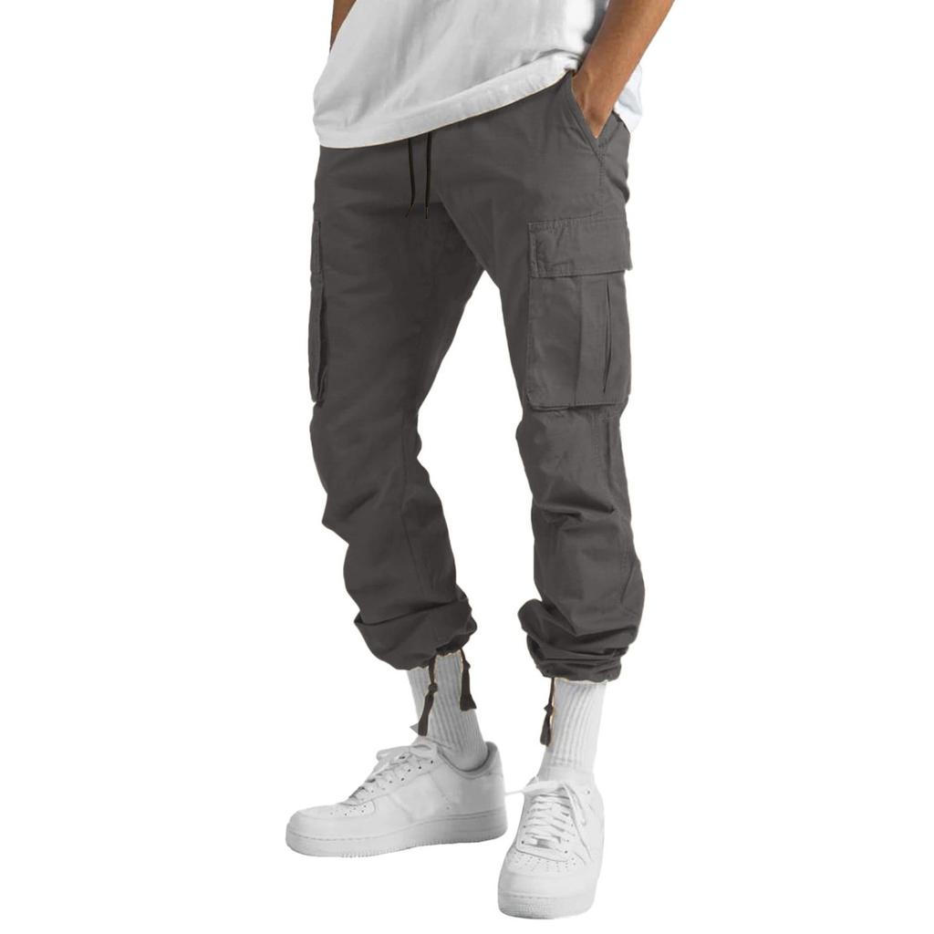 Pantaloni da Lavoro da Uomo con Coulisse e Tasche Multiple, Pantaloni Lunghi Casual