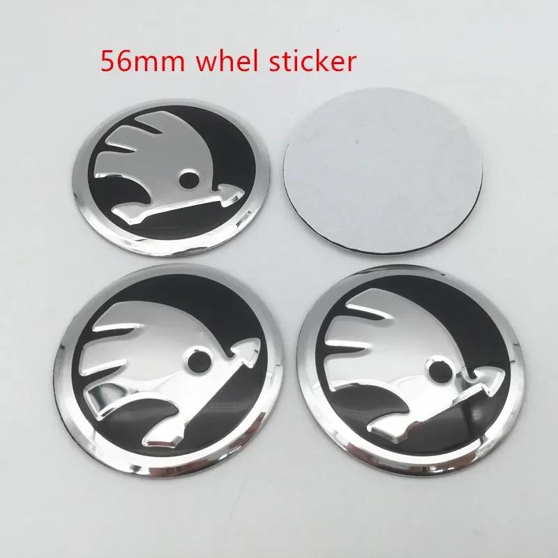 ERS2 4pcs 3D 56mm 60mm 65mm 70mm 75mm For Skoda Car Emblem Wheel Hub Center Cap Badge Covers Sticker Decals Styling Accessories
