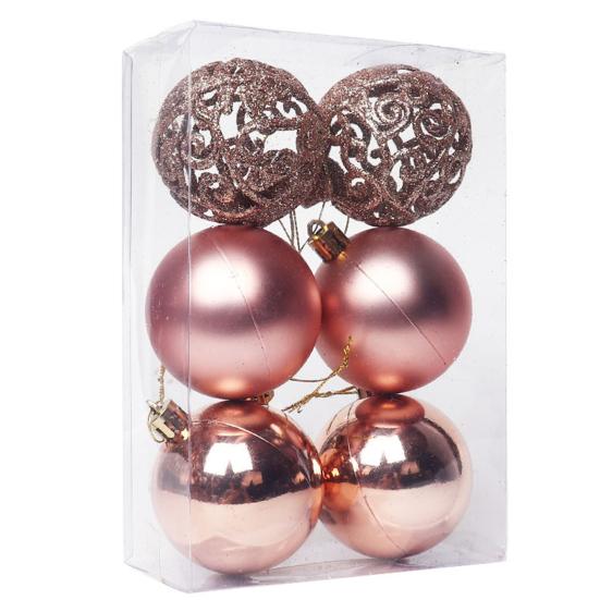 6ks 6cm/8cm lehký vánoční přívěsek dekorativní prémiové ozdobné koule na zavěšení stromu