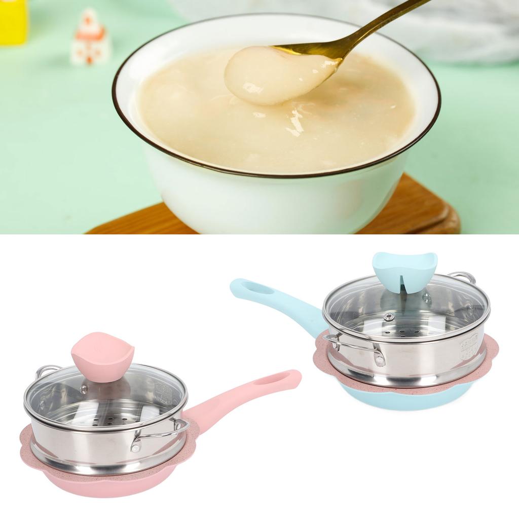 Casserole Polyvalente Avec Couvercle Transparent Panier Vapeur Poignées Résistantes à la Chaleur Revêtement Antiadhésif Casserole Pour Cuisson Sauce Casserole à Lait Pour Aliments Sains