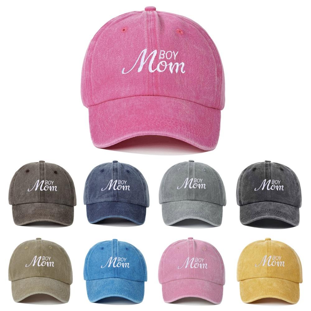 Washed Cotton Boy Mom Embroidery Caps Vintage Baseball Cap Fashion Sport Visors Cap Gifts