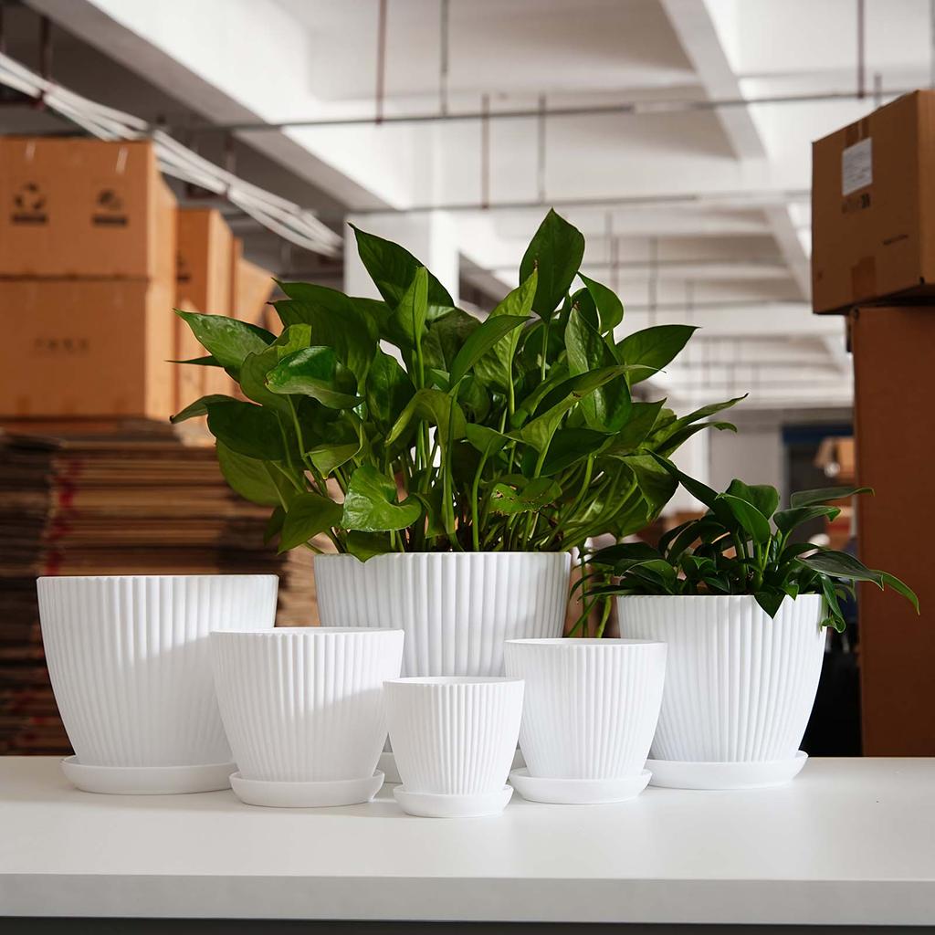 Vertical Pattern Thickened Pot, Potted Plant, Non Ceramic Pot, Balcony Small Flowerpot