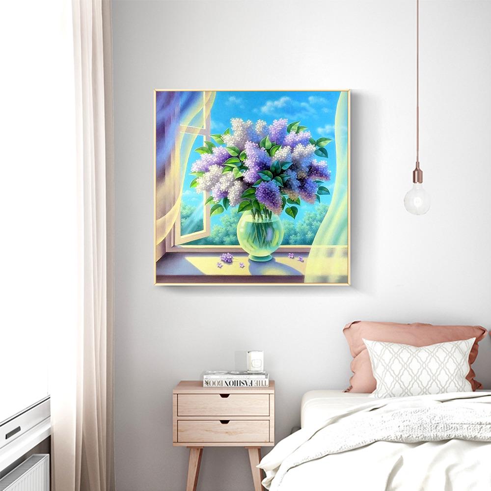 huacan Diamond Painting Flower 5d Full Square Diamond Mosaic Scenic Picture Of Rhinestones
