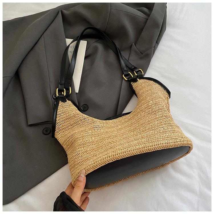 Плетеная сумка модный простой темперамент приморский стиль соломенная плетеная сумка летняя сумка-корзина для овощей пляжная сумка женская