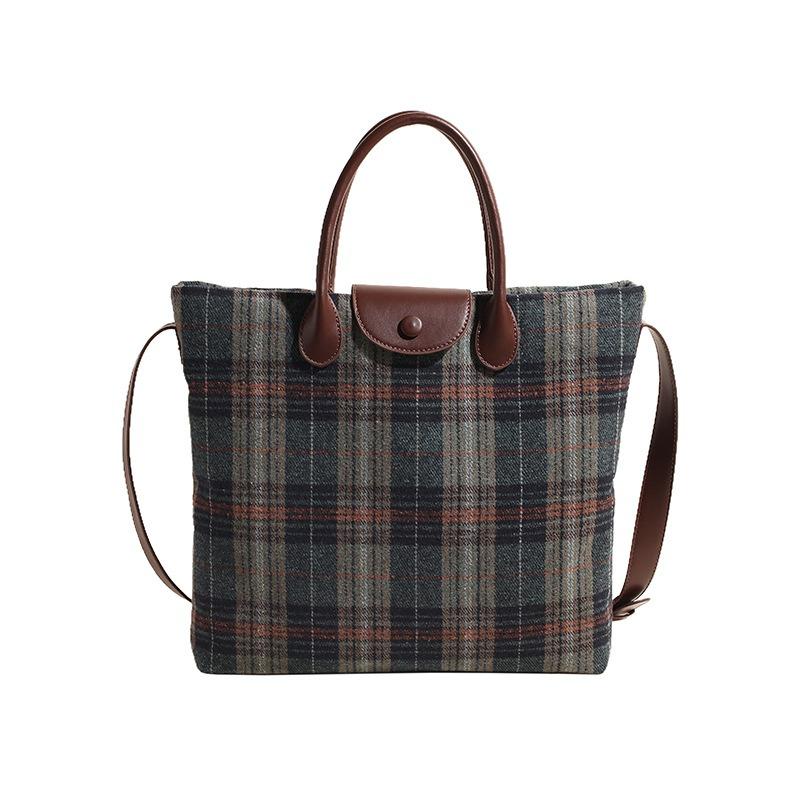 Popular large-capacity plaid tote bag women's new fashionable versatile commuter shoulder messenger bag