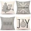 Set of 4 Trendy Christmas Pillow Covers 18x18 Red White Pillowcase Square Xmas Tree Snowflake Pattern Holiday Decor