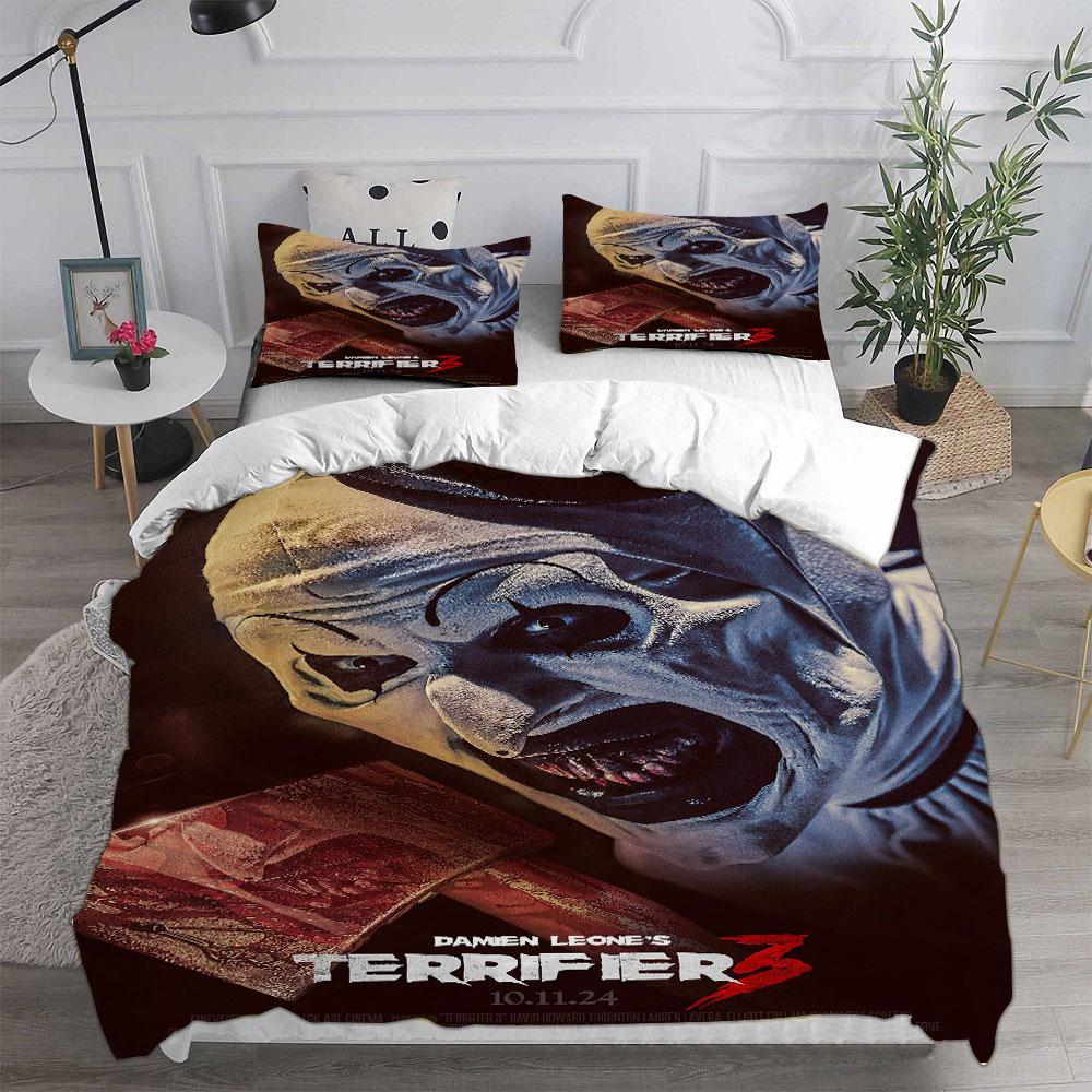 Terrifier 3 () Bedding Sets Bed Cover Comforter Duvet Cover Pillow Case 2-3 Pieces Sets Horror Christmas Decoration