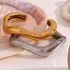 18K Gold-Plated Stainless Steel Wave Open Bangle for Women