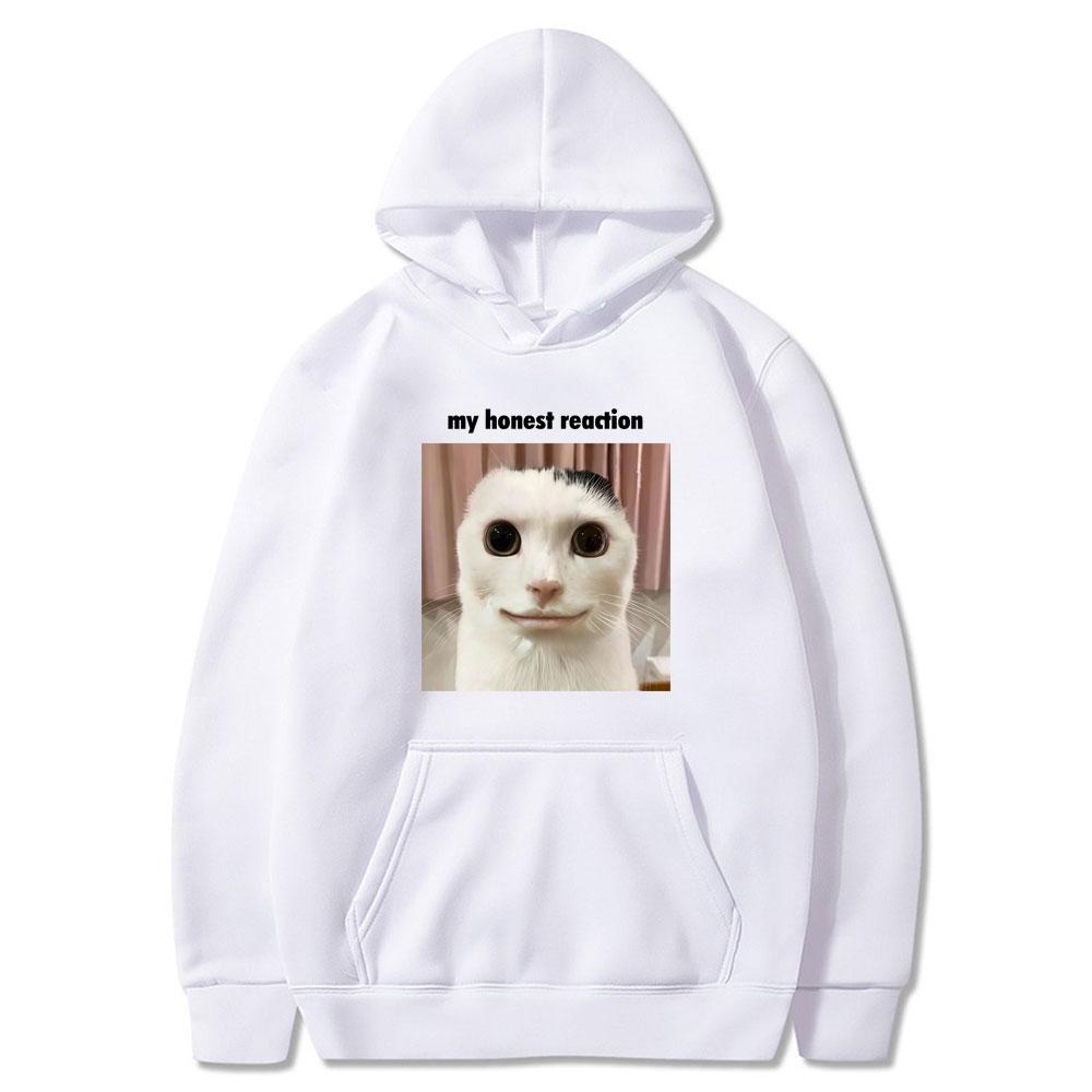 Meine ehrliche Reaktion Lustige Katze Meme Grafik Tops Herren Damen Kleidung Mode Humor Stil Hoodies Lässig Paar Winter Streetwear