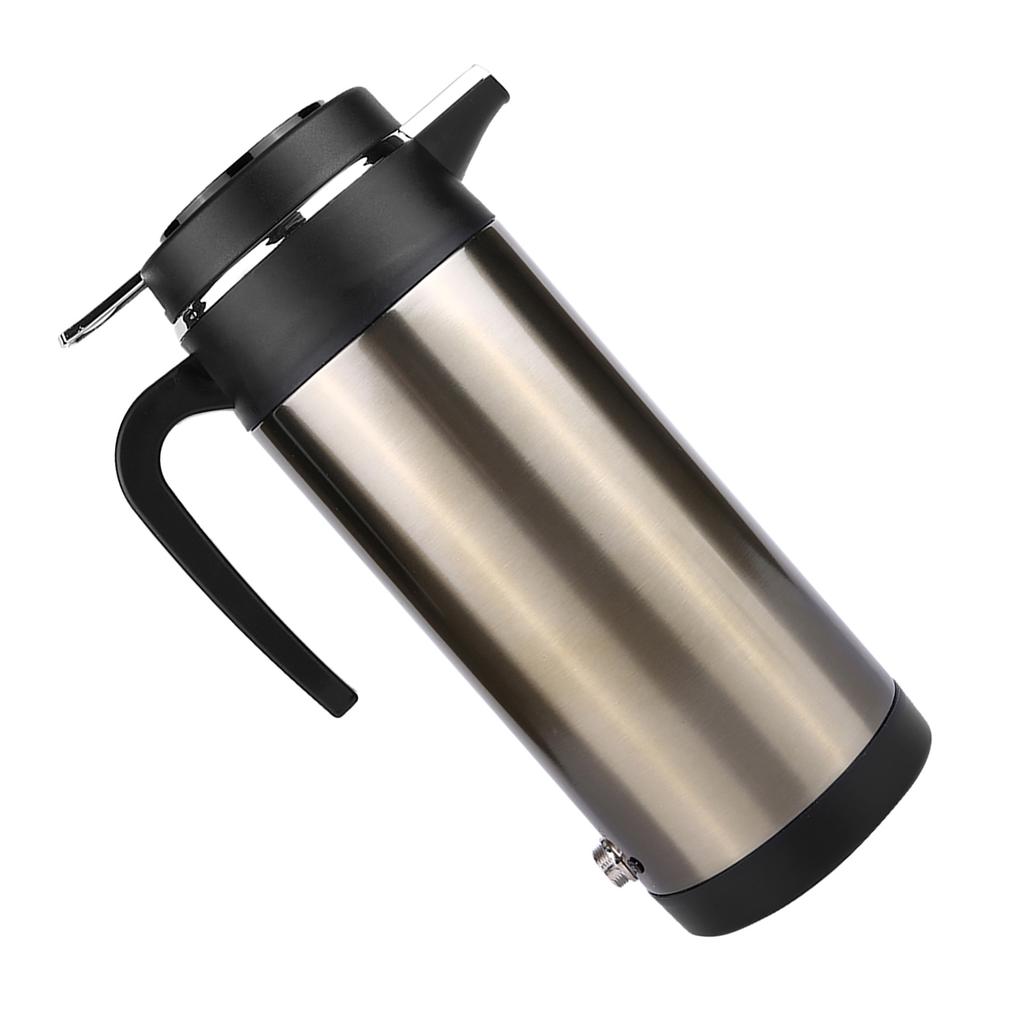 1000ML 12V 24V Stainless Steel Electric In Car Kettle Travel Thermoses Heating Water Bottle