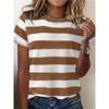 Fashion Women's Striped Printed Top Casual Loose Short Sleeves Comfortable Breathable T-Shirts Women’s