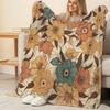 Lightweight Floral Flannel Blanket, Soft Cozy Skin-friendly Throw, Versatile Home & Car Use, Warm Accent for Halloween & Christmas