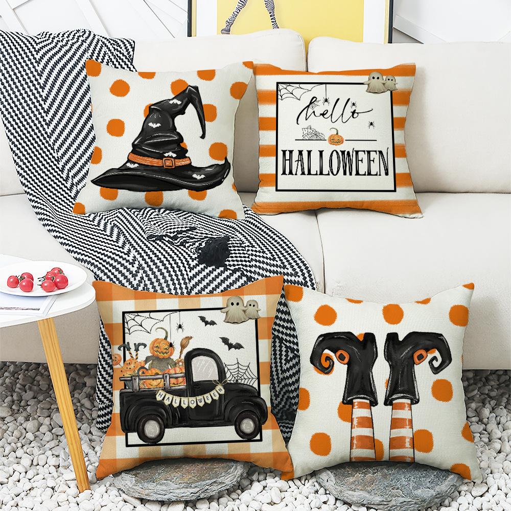 New Halloween Letter Print Pillow Case Sofa Cushion Bedroom Bedside Backrest Nap Pillow Case