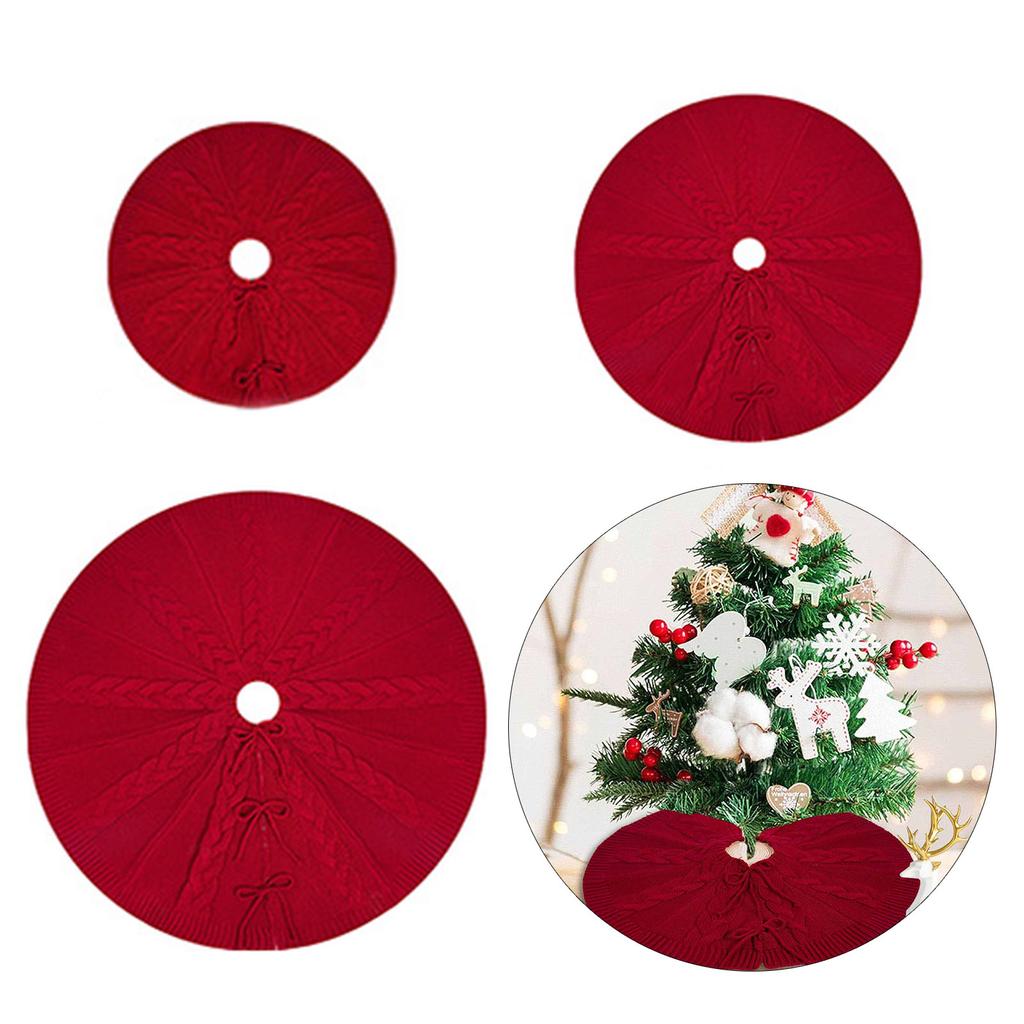 Round Christmas Tree Skirt Decorative Mat Elegant Knitted Festives Tree Base Cover Stylish Holidays Decoration for Home