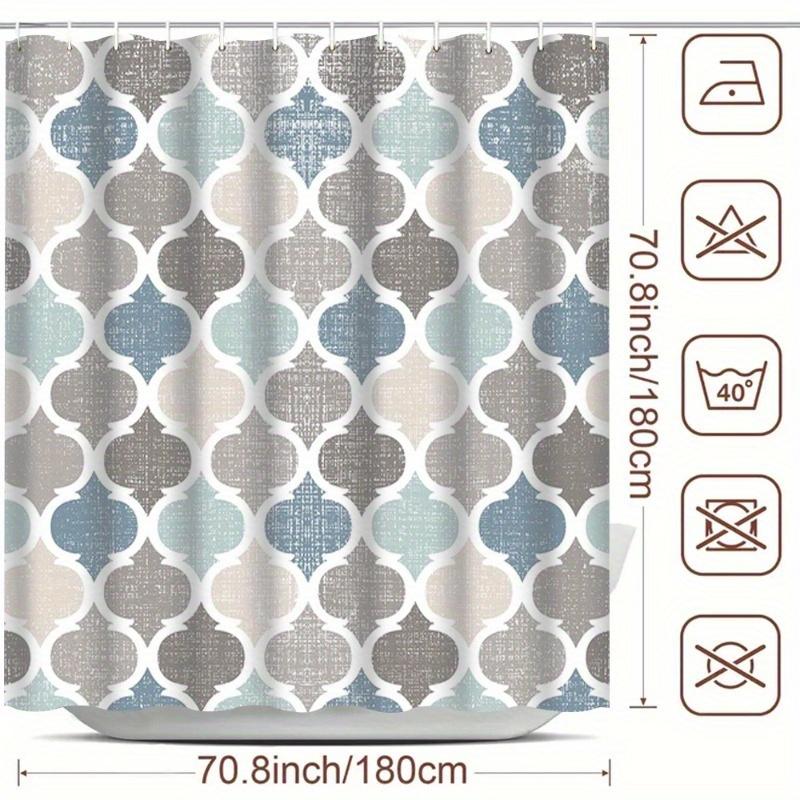 Modern Geometric Trellis Shower Curtain - Stylish Blue, Gray & White Pattern | Polyester,Machine Washable