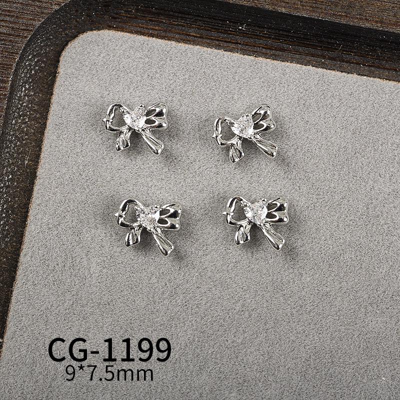 

Cubic Zirconia Bow Nail Art Accessories - Luxurious White K Color Bow Tie Decorations