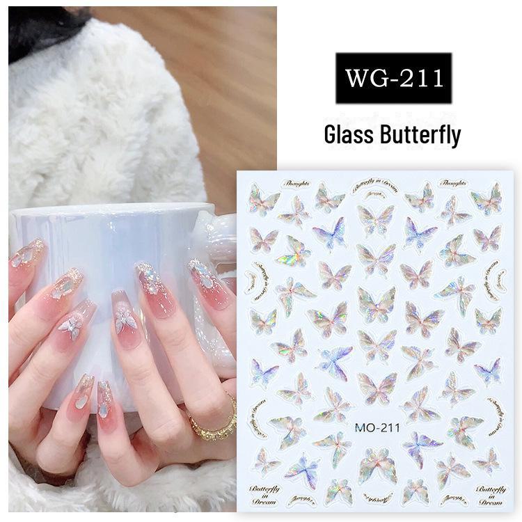 "Fantasy Aurora Butterfly Nail Art Stickers: Gentle Fairy Shell Collection"