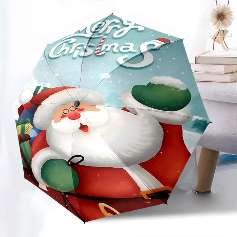 

1pc Merry Christmas! Automatic Opening/Closing Umbrella with Festive Gift Design, Perfect for Fans, Travelers, Daily Use, and Outdoor Adventures!X056