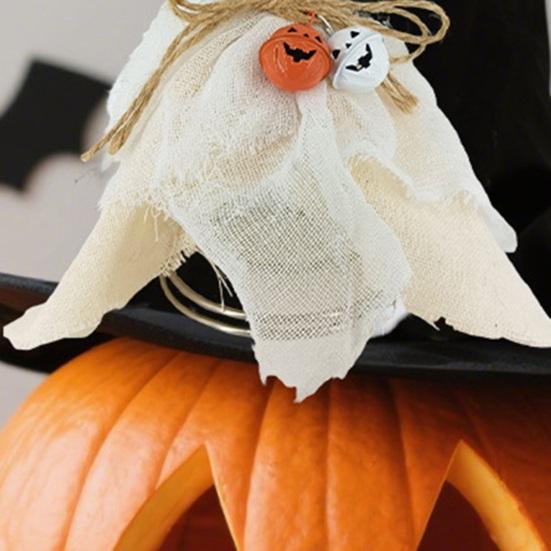 Halloween Ghost Tree Topper 7 Inch Small White Cloth Ghost Treetop Ornament with Bells for Home Party Supplies