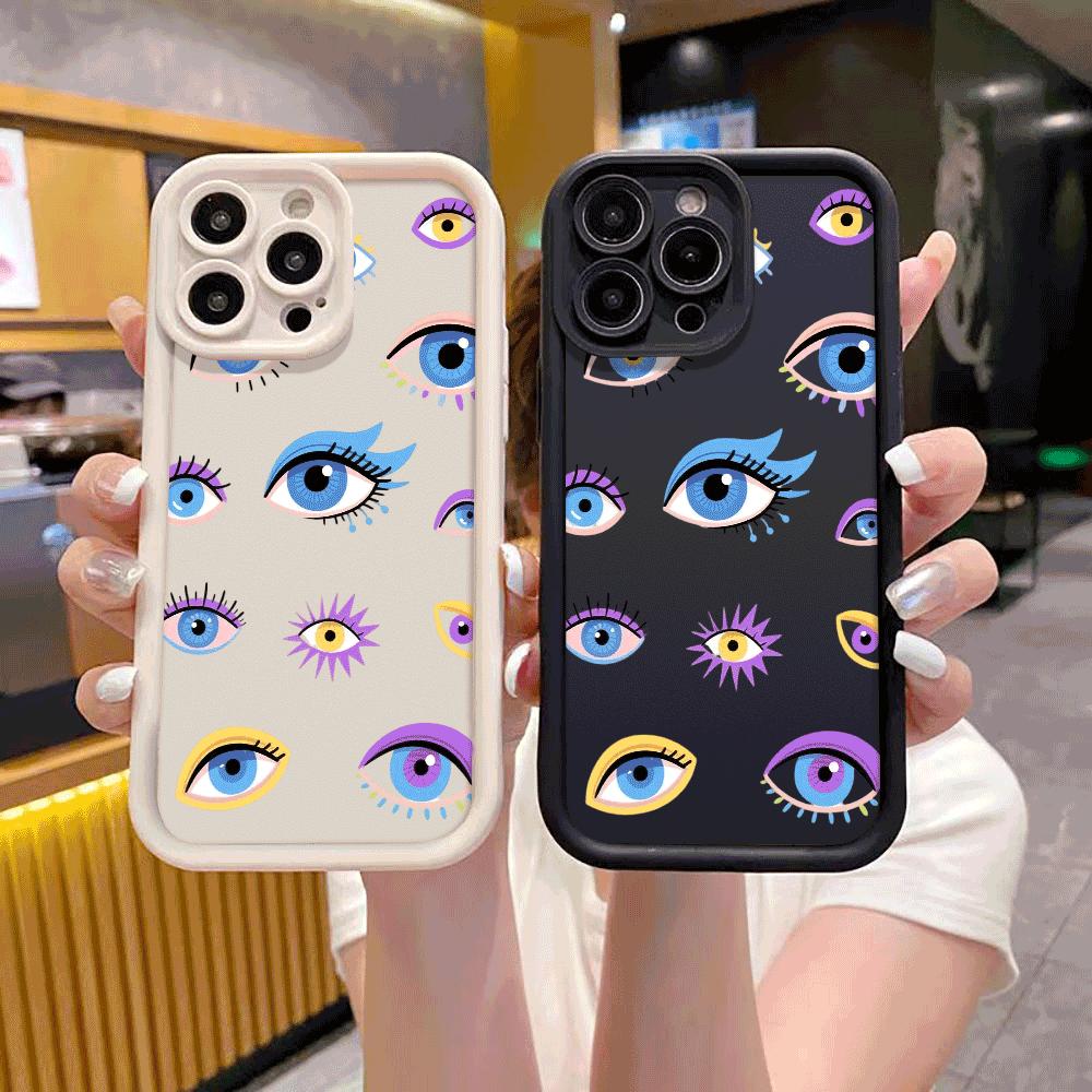 Colorful Whimsical Eye Illustrations Phone Case for iPhone 16 15 14 13 12 11 Pro Max Plus Anti Scratch, Gel Flexible Protective