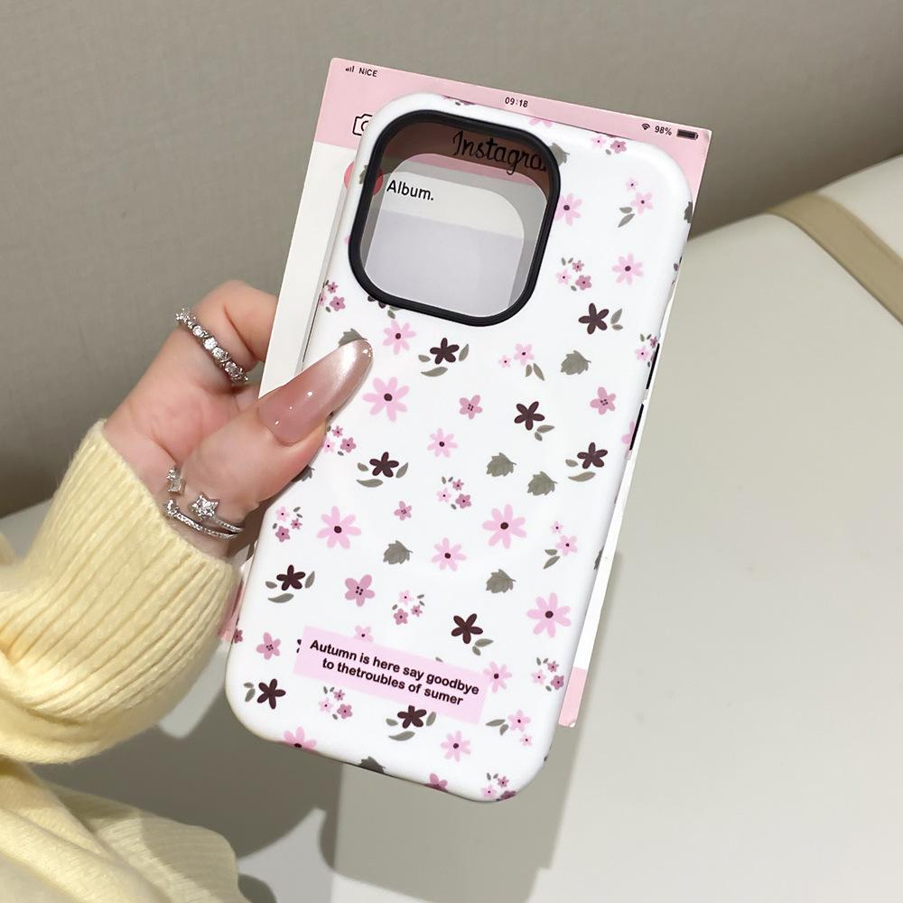 Applicable to Apple 16Pro mobile phone case Magnetic suction two-in-one bracket iPhone17 floral small fresh 15 protective case