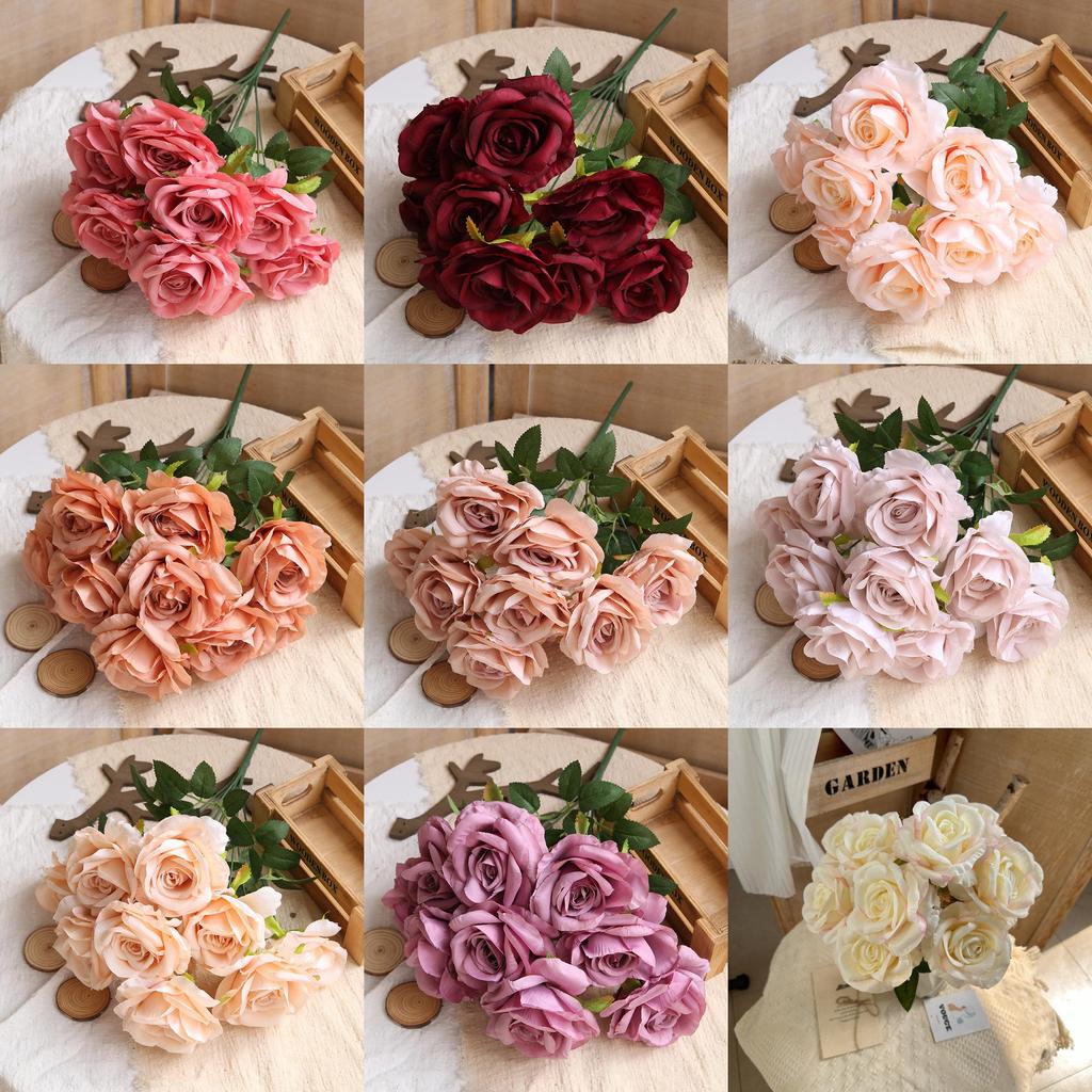 Geprägtes Rosenstrauß Seidenblume Für Hochzeitsdekoration Und Home Styling