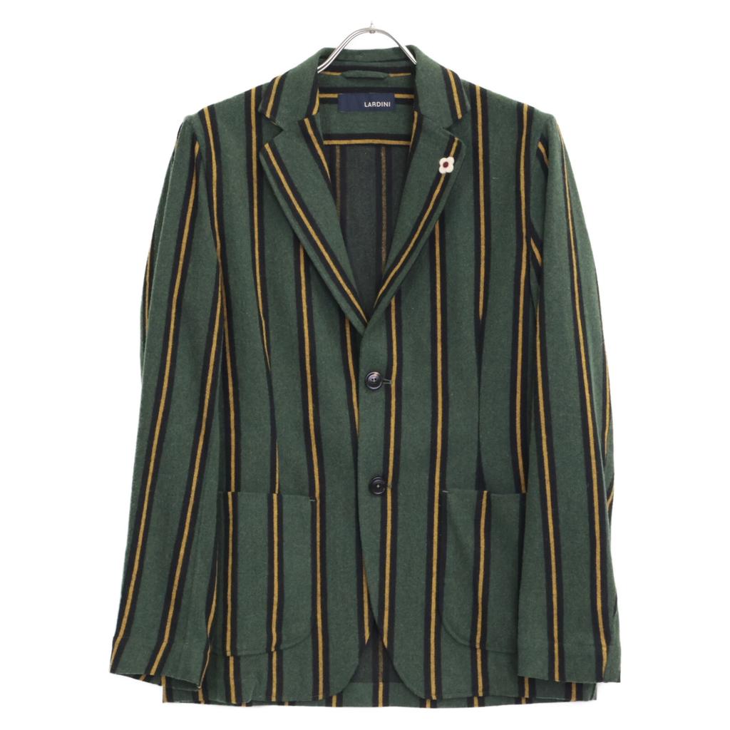 LARDINI JK.1006 Green x Yellow Stripe Boutonniere Tailored Jacket Jacket S greenUsed