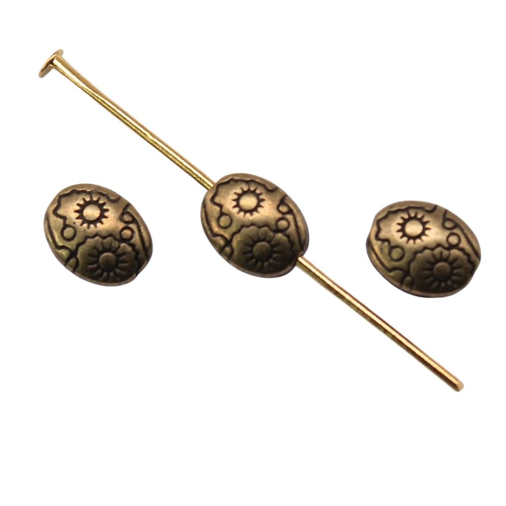 

20шт овальные бусины-разделители с маленькими отверстиями, бусины античной бронзы, цвет цинкового сплава, 7X6X3 мм