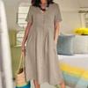 Summer Cotton Linen Dress With Pockets For Casual Streetwear Women