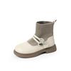 Girls Knitted Boots 2025 Autumn Children's Socks Splicing Small Leather Shoes Catwalk Short Boots Princess Socks Boots Tide